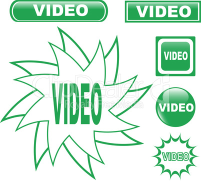 button VIDEO glossy web icons set
