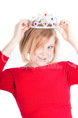 Portrait of beautiful woman with crown