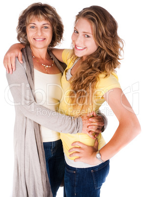 Mother and daughter embracing each other