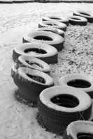 The row of the old tires