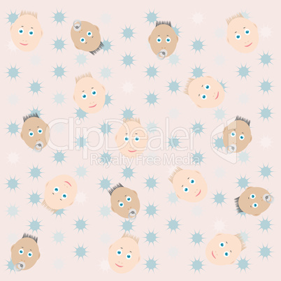 smile babies with pacifier greeting background