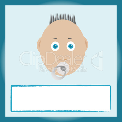 baby greeting card. boy with pacifier
