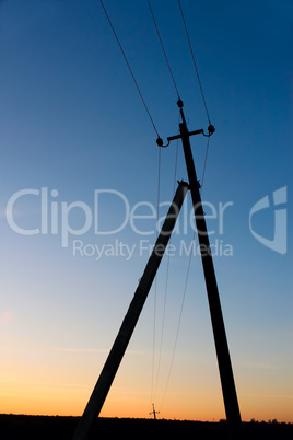 Electric pillar after sunset