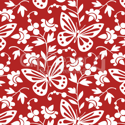 Butterflies and flowers seamless pattern