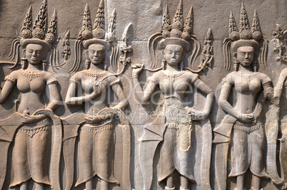 Historic rock art of goddess at Angkor, Cambodia