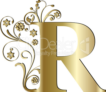Großbuchstabe R gold