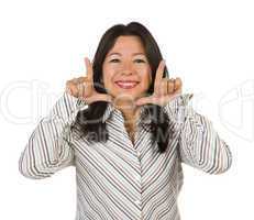 Attractive Multiethnic Woman with Hands Framing Face