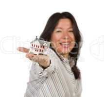 Attractive Multiethnic Woman Holding Small House
