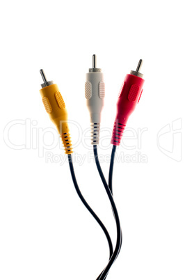 Three RCA male plugs