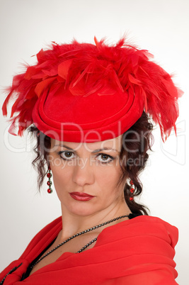 woman in red hat