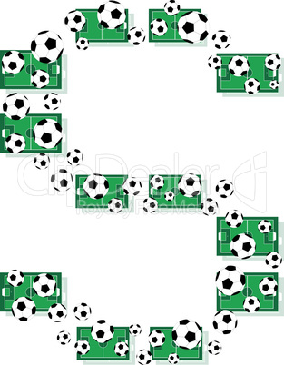 s, Alphabet Football letters made of soccer balls and fields. Vector