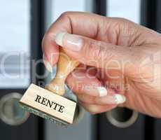 Rente - Stempel mit Hand