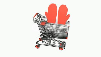 Shopping Cart and Gloves.retail,buy,cart,design,shop,basket,sale,discount,supermarket,market,