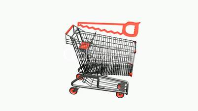 Shopping Cart and Saw.retail,buy,cart,shop,basket,sale,supermarket,market,mall,