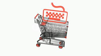 Shopping Cart with Keyboard.retail,buy,cart,shop,basket,sale,customer,discount,supermarket,market,