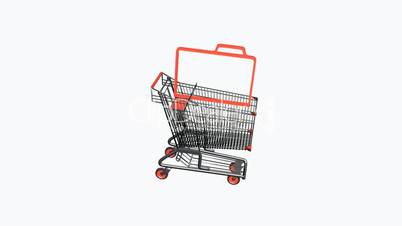 Shopping Cart with briefcase.retail,buy,isolated,cart,shop,basket,sale,customer,discount,