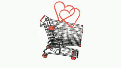 Shopping Cart and heart.retail,buy,cart,shop,basket,sale,customer,discount,supermarket,market,