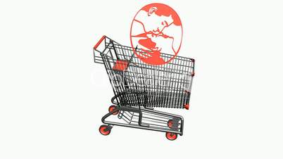 Shopping cart and people kissing.retail,buy,cart,design,shop,basket,sale,customer,