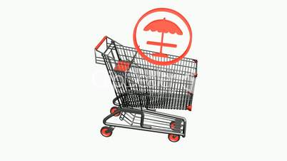 Shopping Cart with Umbrella.retail,buy,cart,shop,basket,sale,supermarket,market,