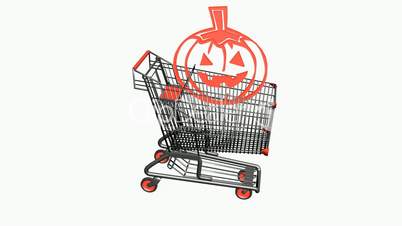 Shopping cart with pumpkins,Halloween.retail,buy,cart,shop,basket,sale,supermarket,market,mall,