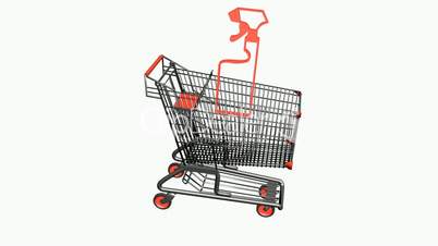 Shopping Cart and Spray bottle.retail,buy,cart,shop,basket,sale,customer,supermarket,