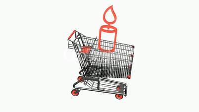 Shopping Cart and candles.retail,buy,cart,shop,basket,sale,customer,discount,