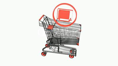Shopping Cart and Monitor.retail,buy,cart,shop,basket,sale,supermarket,market,