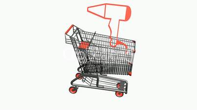 Shopping Cart and Hair dryer.retail,buy,cart,shop,basket,sale,supermarket,market,
