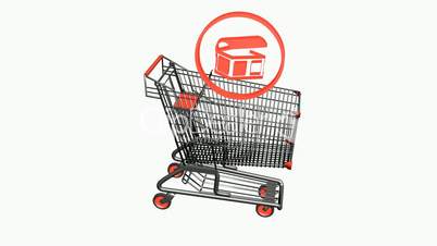 Shopping Cart and Treasure chest.retail,buy,cart,shop,basket,sale,supermarket,market,finance,mall,