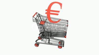 Shopping Cart with Euro money.retail,buy,cart,shop,basket,sale,supermarket,market,