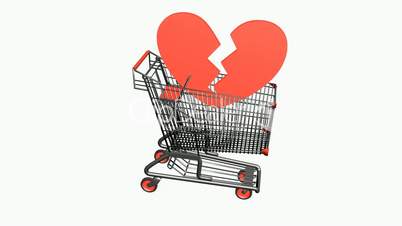 Shopping Cart and heart.Sad,retail,buy,cart,shop,basket,sale,customer,discount,supermarket,market,