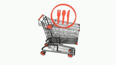 Shopping Cart and Tableware.retail,buy,cart,shop,basket,sale,supermarket,