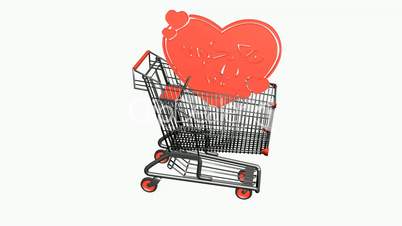 Shopping Cart and heart.retail,buy,cart,shop,basket,sale,customer,discount,supermarket,market,