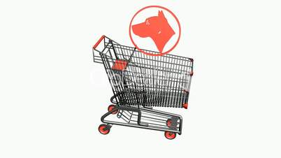 Shopping Cart and dog.retail,buy,cart,shop,basket,sale,supermarket,market,