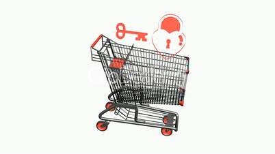 Shopping Cart,Key and lock.retail,buy,cart,shop,basket,sale,customer,discount,supermarket,market,