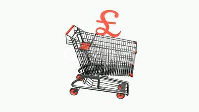 Shopping Cart with ￡ Pounds money.retail,buy,cart,shop,basket,sale,discount,supermarket,