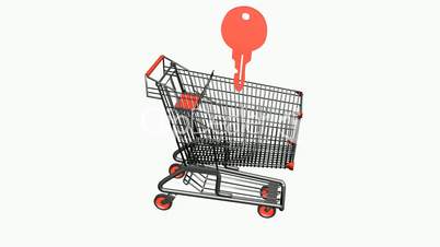 Shopping Cart and key.retail,buy,cart,shop,basket,sale,supermarket,market,