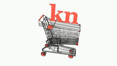 Shopping Cart with kn Kuna money.retail,buy,cart,shop,basket,sale,discount,supermarket,