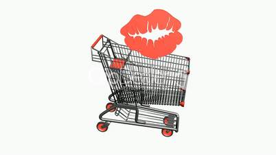 Shopping cart and lip.retail,buy,cart,shop,basket,sale,customer,supermarket,