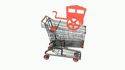 Shopping Cart and RV car.retail,buy,cart,shop,basket,sale,supermarket,market,