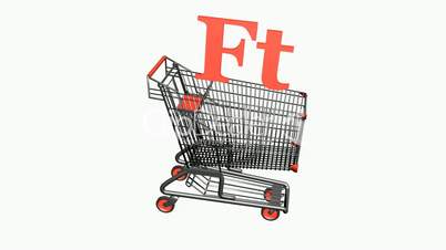 Shopping Cart with Ft Forint money.retail,buy,cart,shop,basket,sale,discount,supermarket,