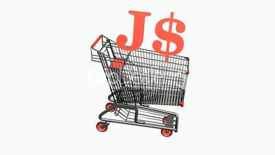 Shopping Cart with J$ Dollars money.retail,buy,cart,shop,basket,sale,discount,supermarket,