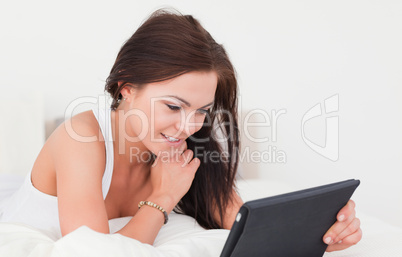 Brunette with a tablet