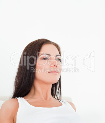 Close up of a brunette posing