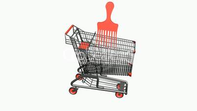 Shopping cart and Fork,brush.retail,buy,cart,design,shop,basket,sale,supermarket,market,finance,