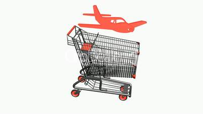 Shopping Cart and aircraft.retail,buy,cart,shop,basket,sale,customer,discount,supermarket,