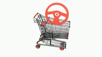 Shopping Cart and Steering wheel.retail,buy,cart,shop,basket,sale,discount,supermarket,