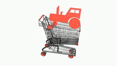 Shopping Cart and Tractor.retail,buy,cart,shop,basket,sale,supermarket,market,mall,