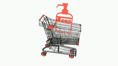 Shopping Cart and Spray bottle.retail,buy,cart,shop,basket,sale,customer,supermarket,