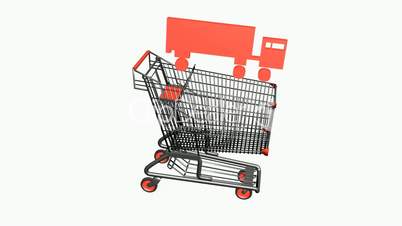 Shopping cart and transport car.retail,buy,cart,design,shop,basket,sale,customer,discount,